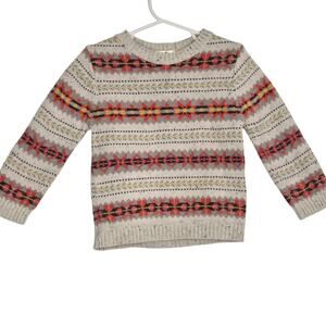 Pearls & Popcorn Toddler Fair Isle Sweater Cotton Neutrals Unisex Winter 3T